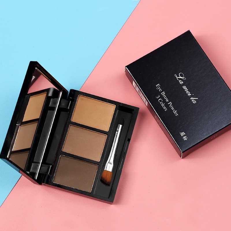 Phấn bột tạo khối và tán chân mày Lameila 3 Color Eyebrow Powder (hộp đen mini)