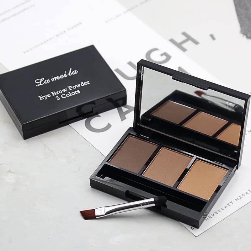 Phấn bột tạo khối và tán chân mày Lameila 3 Color Eyebrow Powder (hộp đen mini)