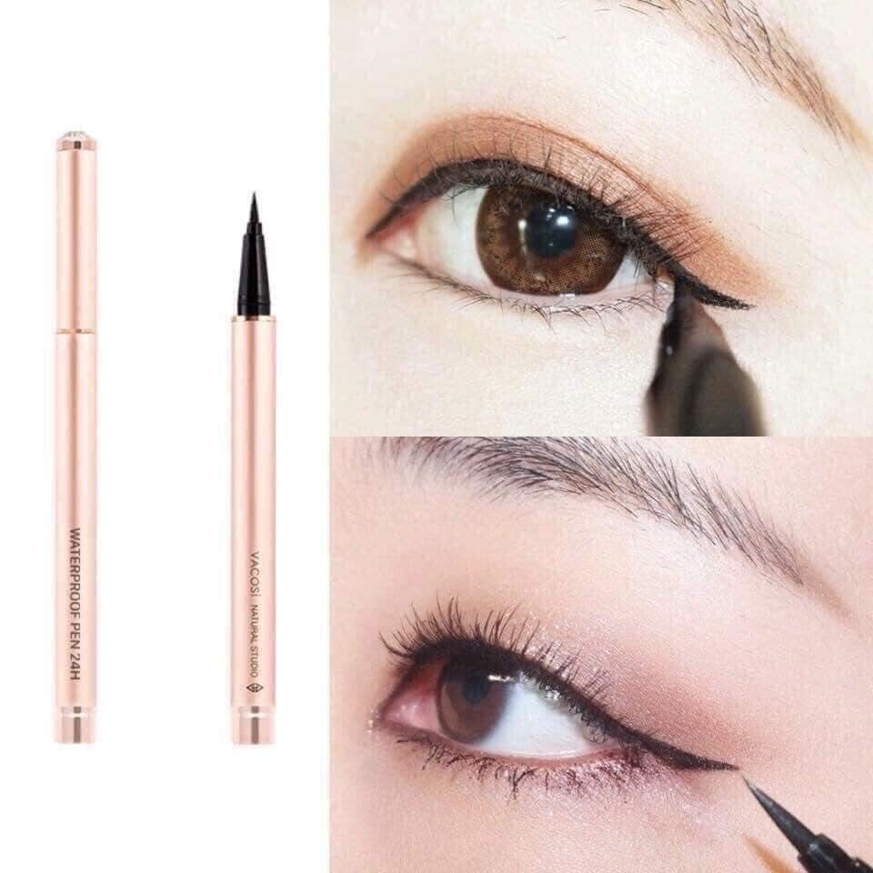 Bút kẻ mắt nước Vacosi 24h Waterproof Pen (Rose Gold) - 2g