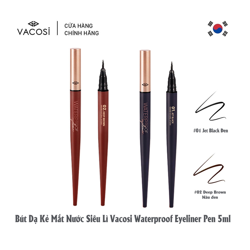Bút kẻ mắt nước Vacosi Waterproof Eyeliner (02 Deep Brown ) - 5ml