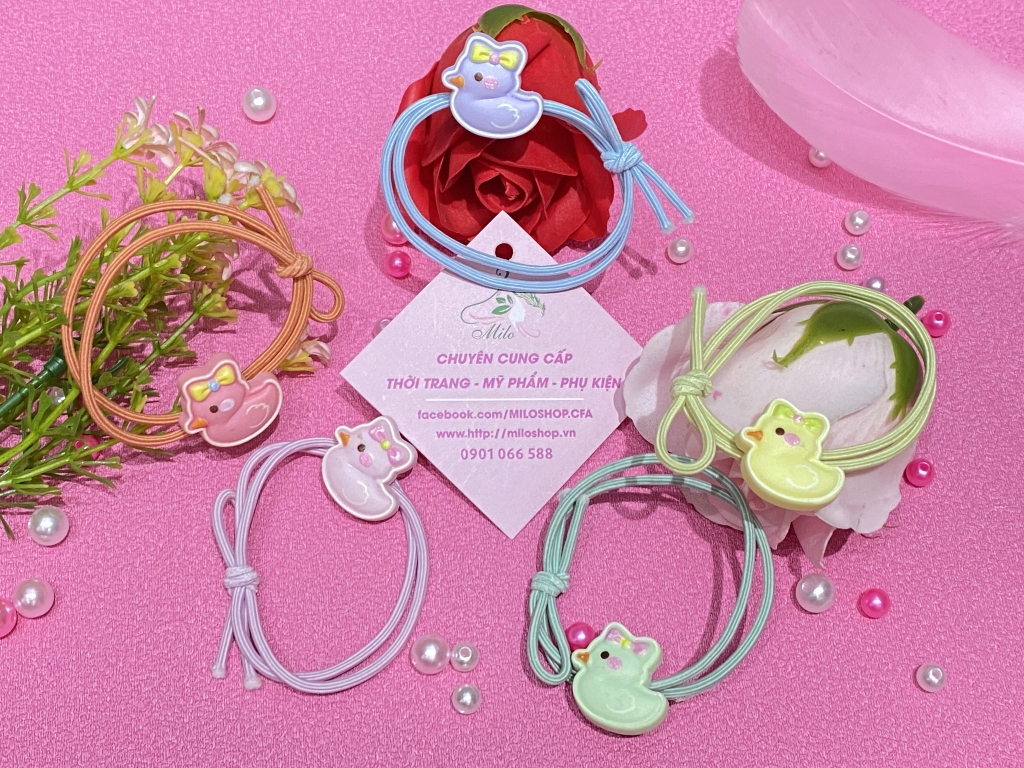 Cột tóc nhiều kiểu (nơ thỏ - nơ caro - phối charm)