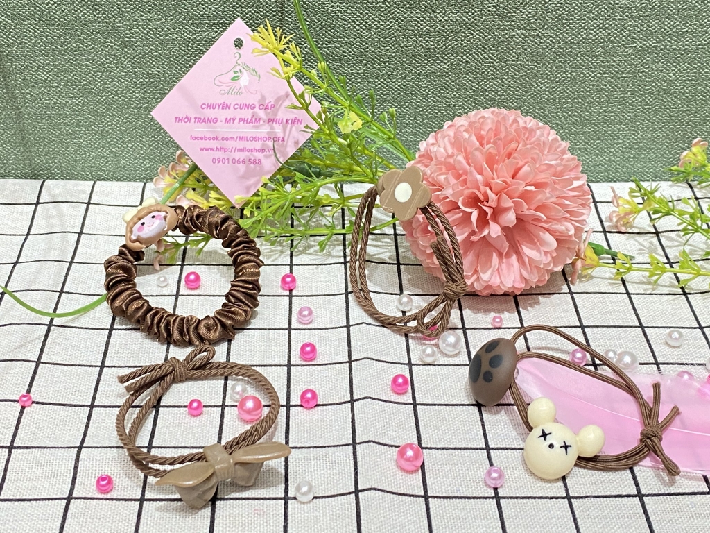 Cột tóc nhiều kiểu (nơ thỏ - nơ caro - phối charm)