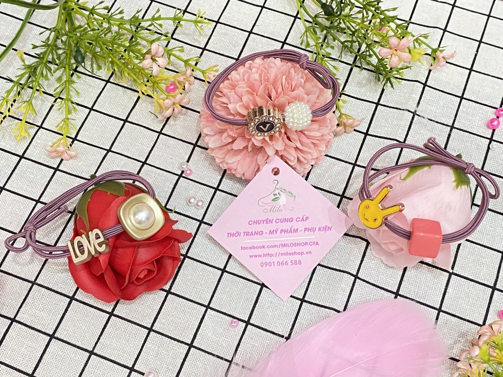 Cột tóc nhiều kiểu (nơ thỏ - nơ caro - phối charm)