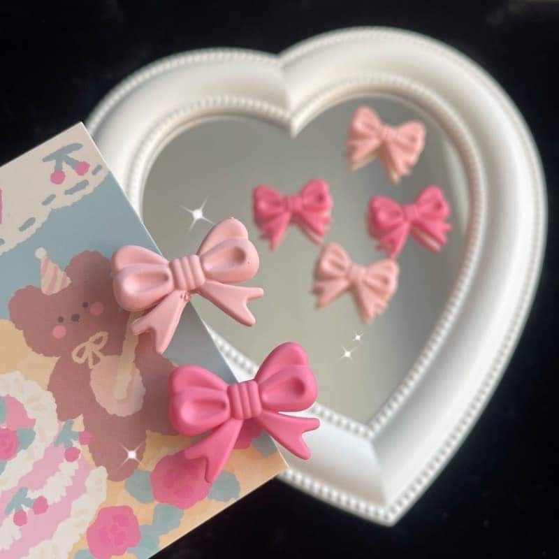 Kẹp tóc mái nơ hồng cute (set 2 cái)