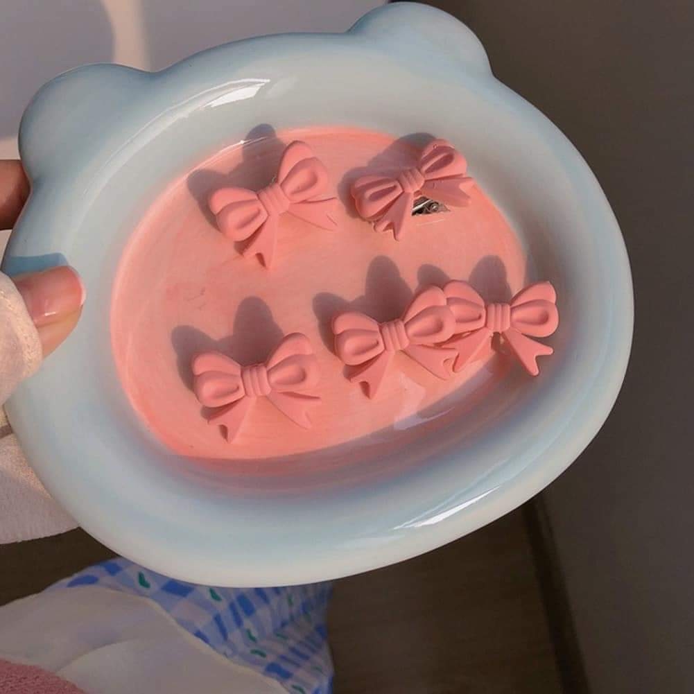 Kẹp tóc mái nơ hồng cute (set 2 cái)