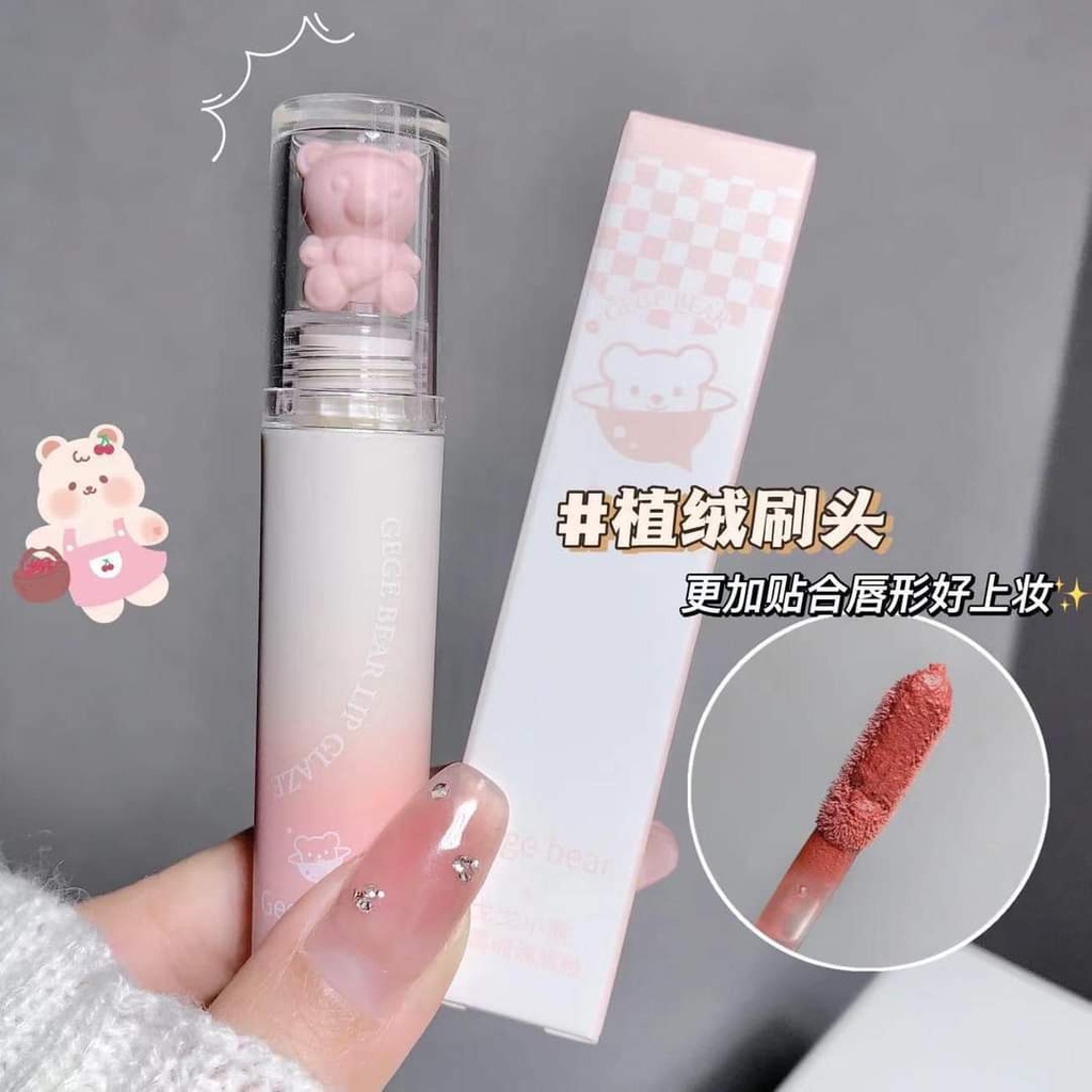 Son kem lì Gege Bear Lip Glaze - 3g (nắp gấu cute)