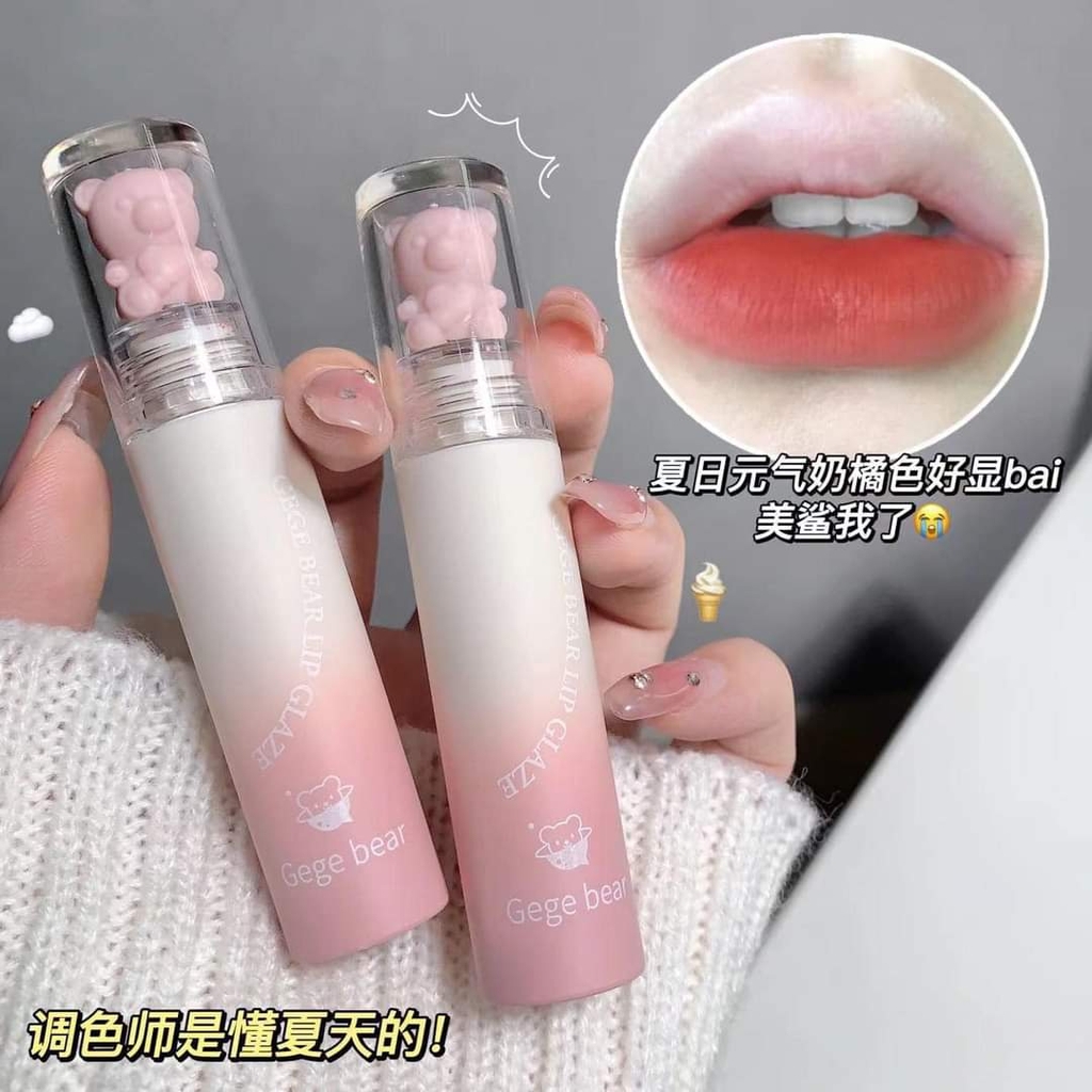 Son kem lì Gege Bear Lip Glaze - 3g (nắp gấu cute)