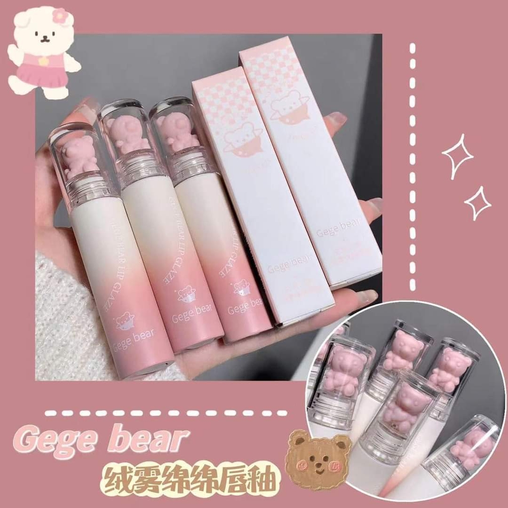 Son kem lì Gege Bear Lip Glaze - 3g (nắp gấu cute)