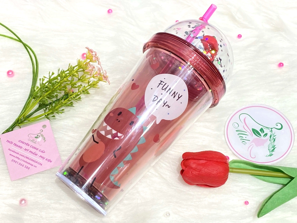 Ly nước funny day khủng long kim tuyến - 750ml