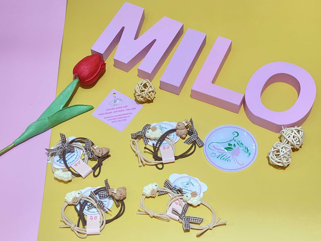 Cột tóc nhiều kiểu (nơ thỏ - nơ caro - phối charm)