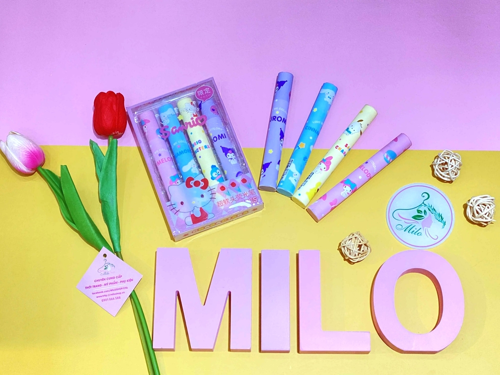Set 4 bút dạ quang mèo Kitty Sanrio