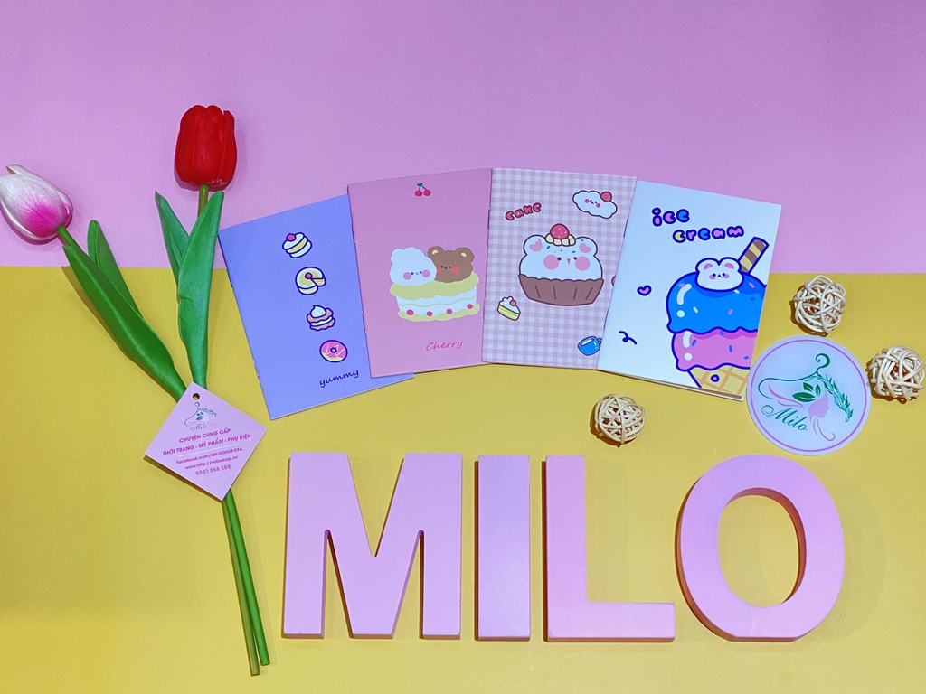 Sổ note mini size A7 (hoạt hình + sổ lò xo)