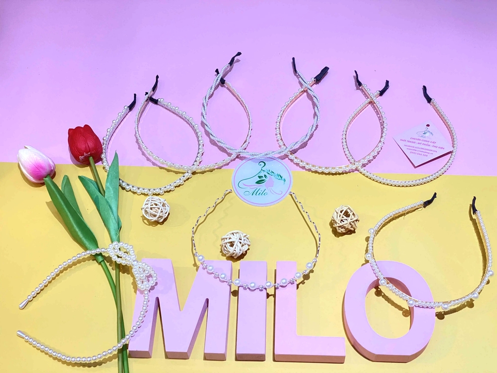 Băng đô cài tóc ngọc trai mix mẫu