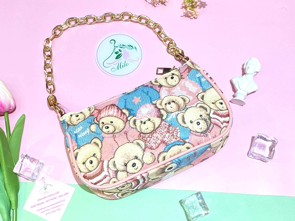 Túi xách da mini hình gấu cute