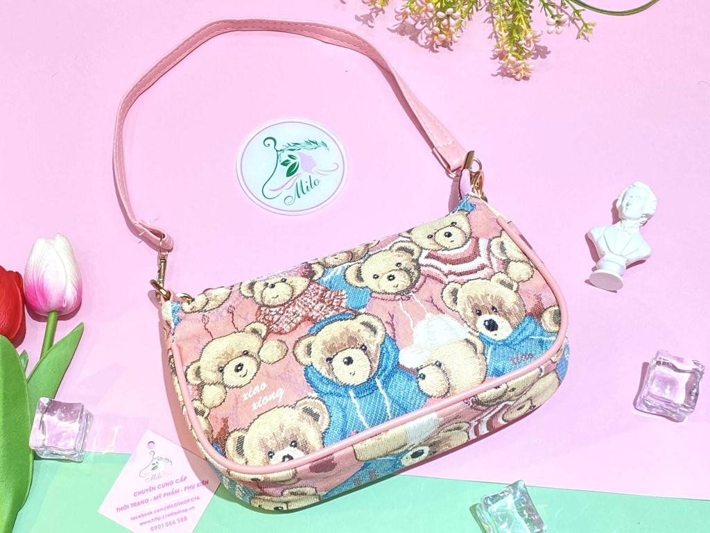 Túi xách da mini hình gấu cute