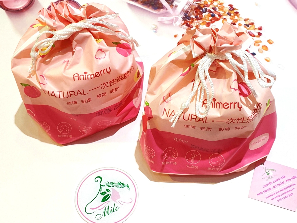 Khăn tẩy trang Animerry Natural (hình quả đào)