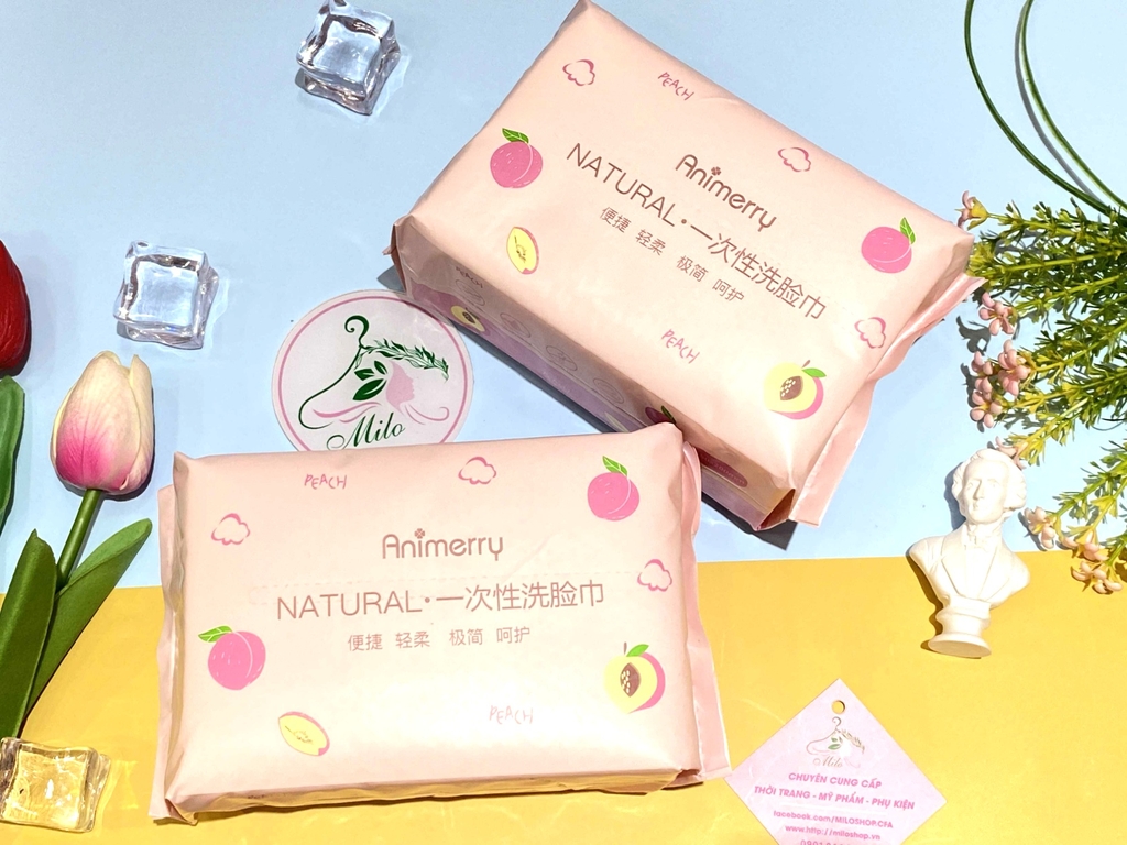 Khăn giấy khô tẩy trang dạng rút Animerry Natural (Peach)