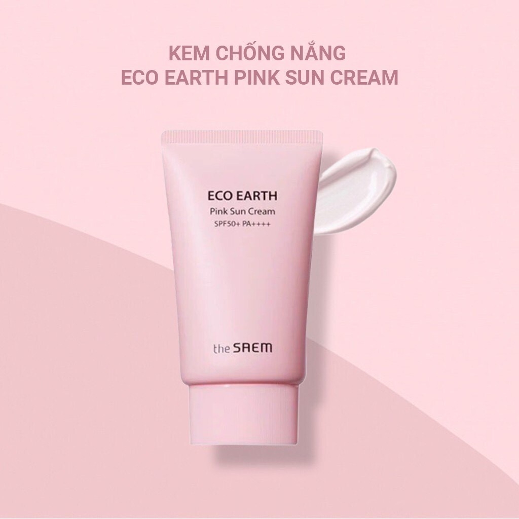 Kem chống nắng The Saem Eco Earth Pink Sun Cream SPF 50+PA++++ 50g