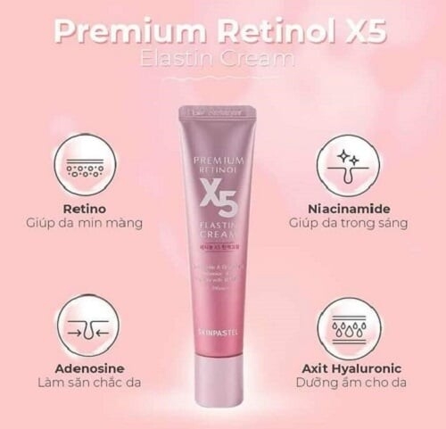 Kem dưỡng trắng chống lão hóa X5 Skinpastel Premium Retinol X5 Elastin Cream (Hồng)-30ml