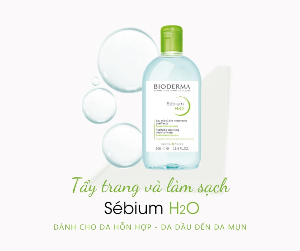 Nước tẩy trang Bioderma Sébium H2O dành cho da dầu & hỗn hợp - 500ml (Xanh)