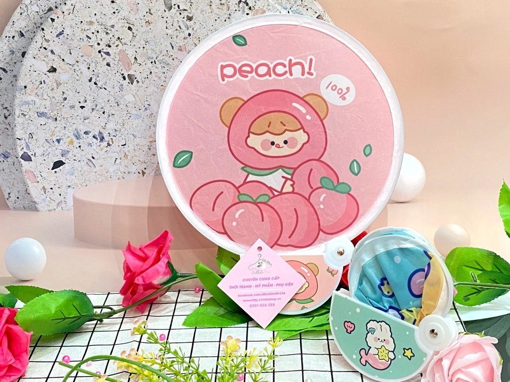 Quạt gấp tự bung mini hoạt hình cute