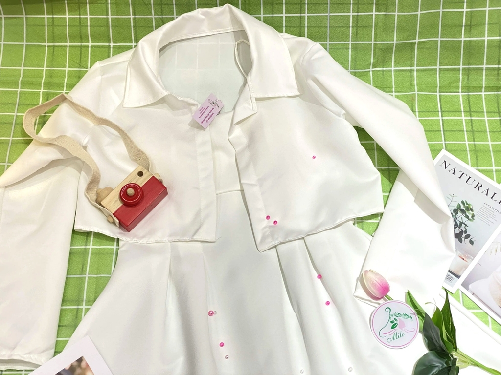 Set đầm xòe phối kèm áo khoác xinh xắn