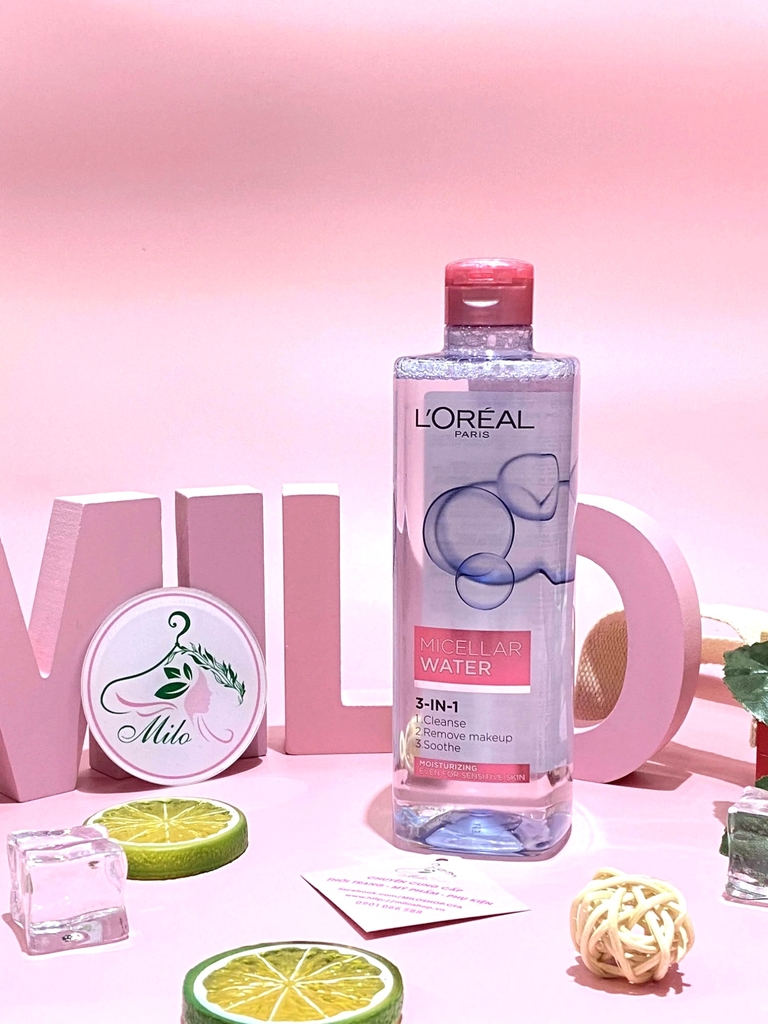 Nước tẩy trang Loreal Micellar Water 3 in 1 Moisturising- 400ml (màu hồng)