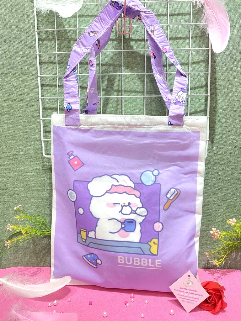 Túi tote form vuông vừa cơ bản mix hình cute