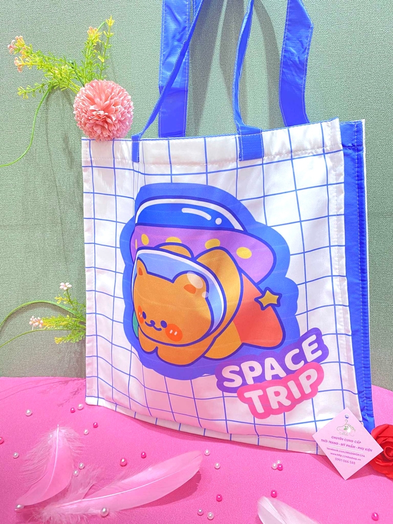 Túi tote vuông lớn form hộp mix hình cute