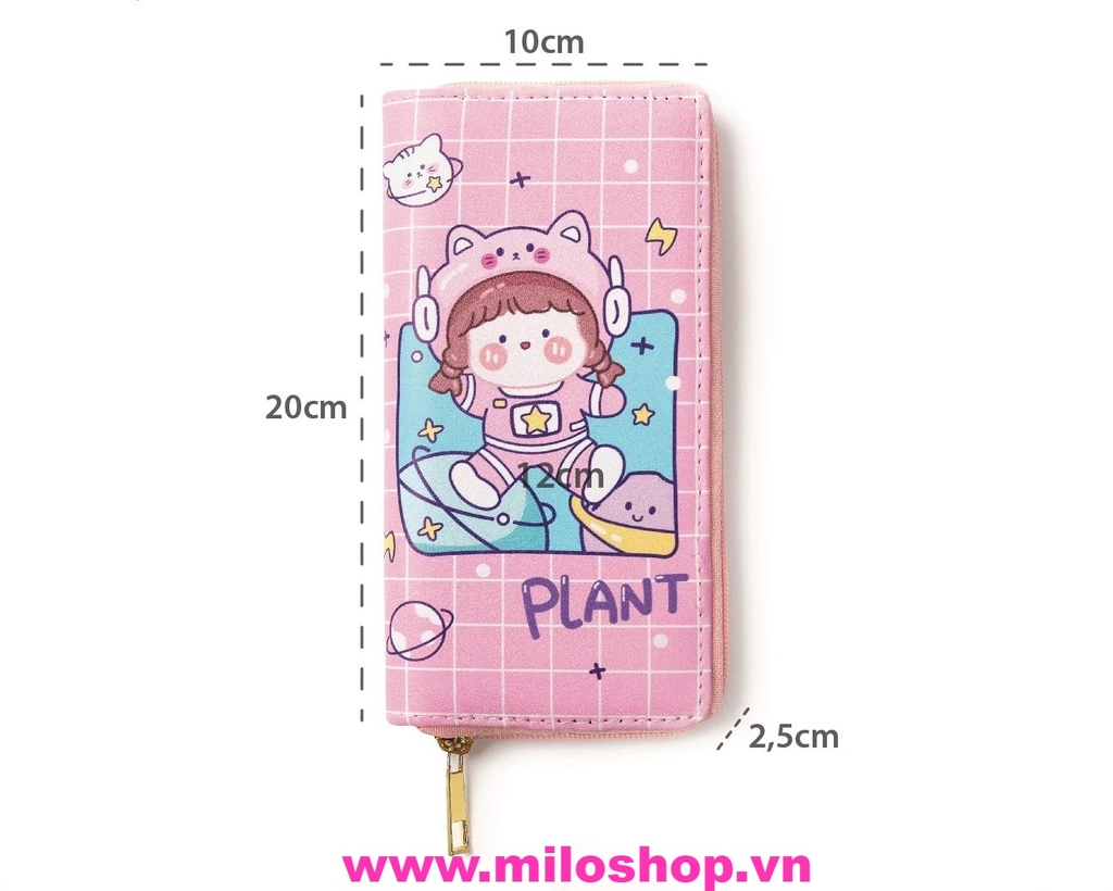 Ví dài cầm tay hoạt hình cute nhiều màu