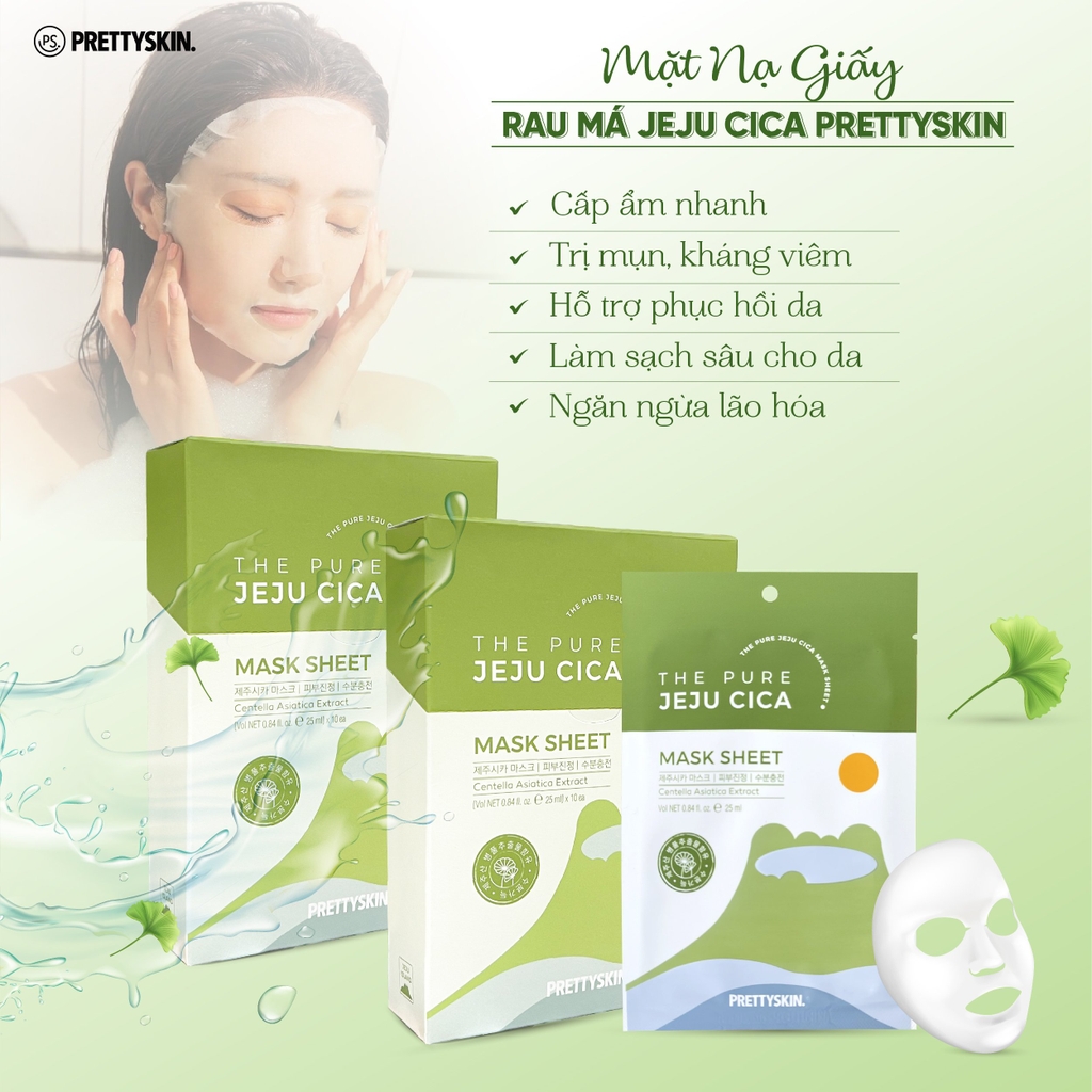 Mặt nạ rau má The pure Jeju Cica Prettyskin - 25ml  (Hàn Quốc)