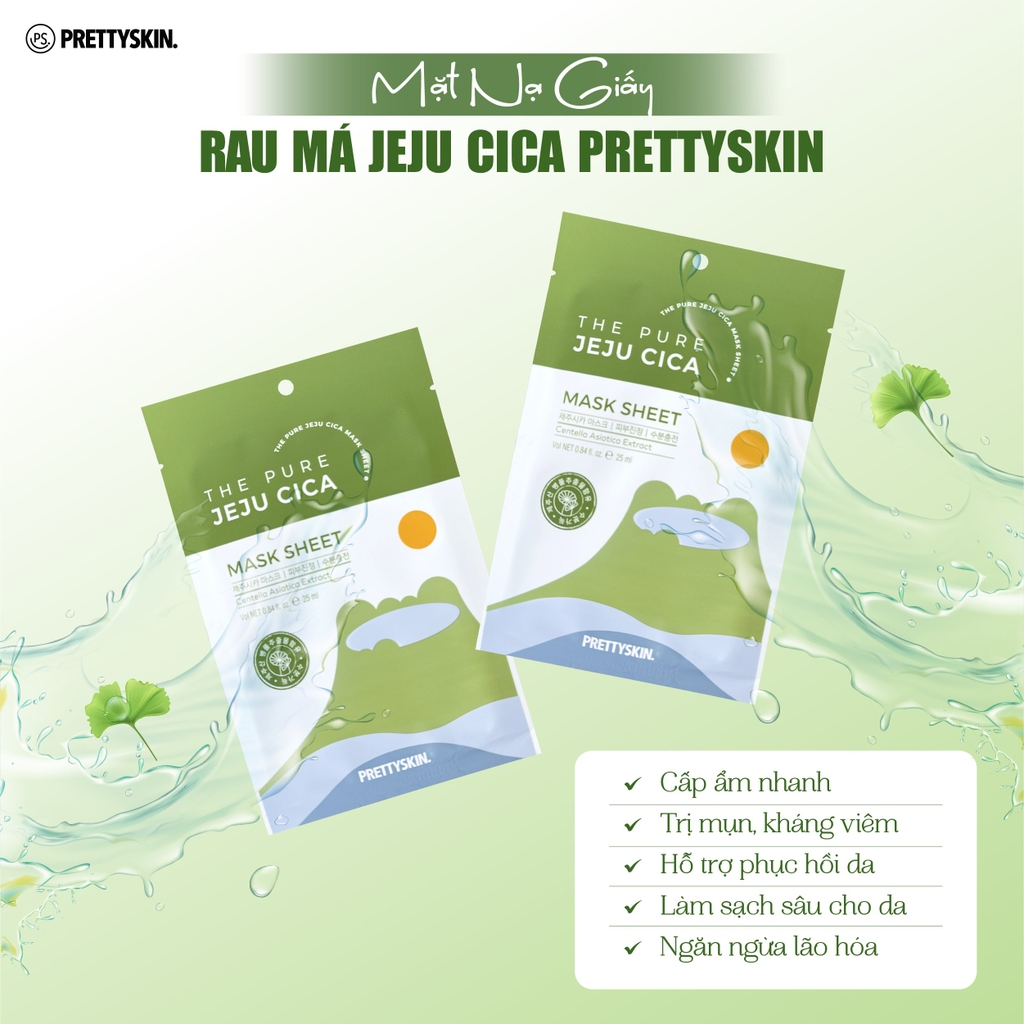 Mặt nạ rau má The pure Jeju Cica Prettyskin - 25ml  (Hàn Quốc)
