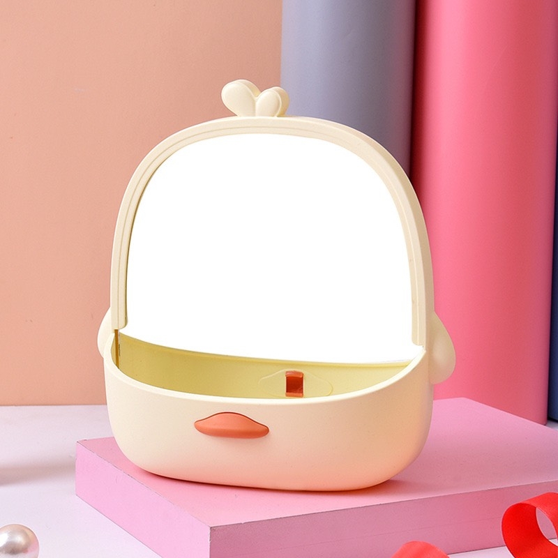 Gương make up để bàn hình vịt cute Mengshang (có khay để đồ)