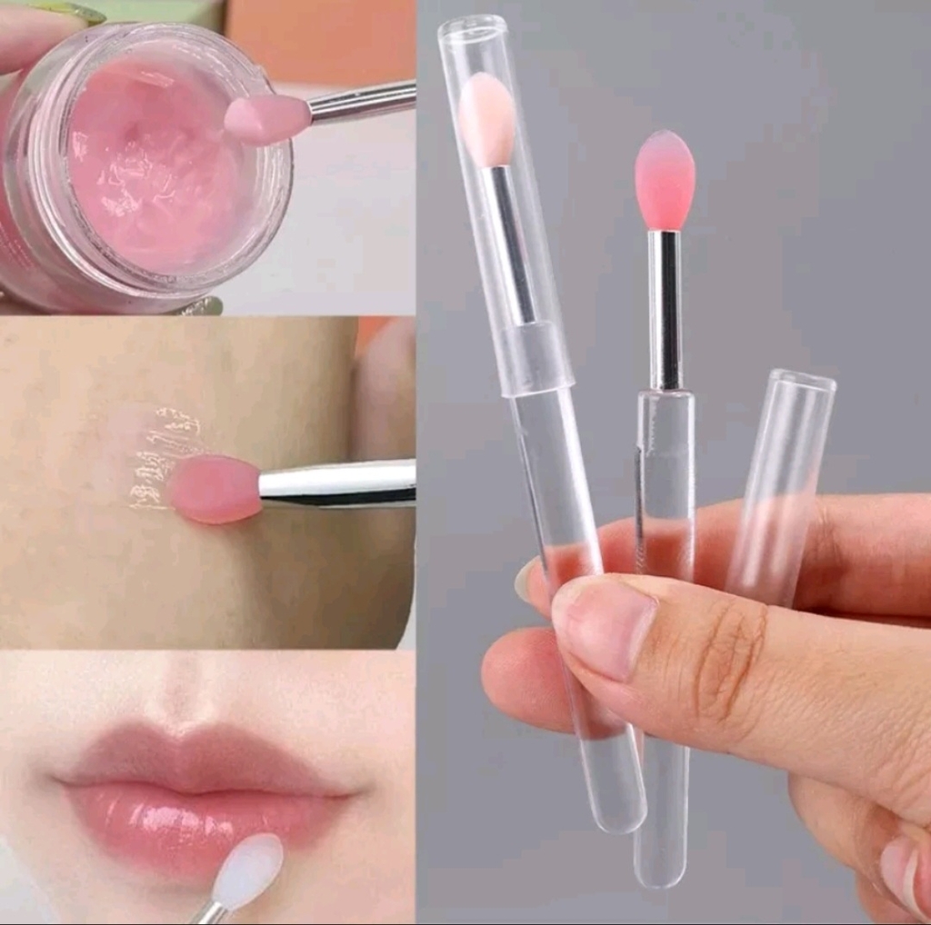 Cọ trang điểm môi, mắt đa năng có nắp đậy chống bụi (hồng)