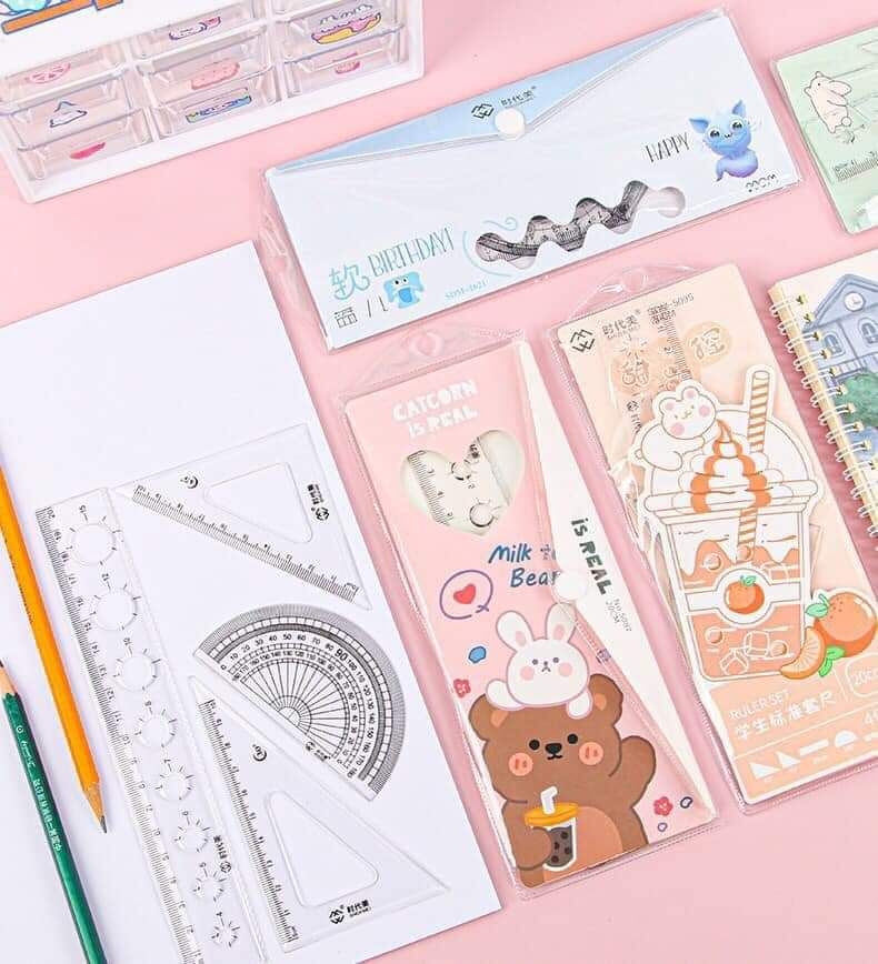 Set bộ 4 thước kẻ hoạt hình cute
