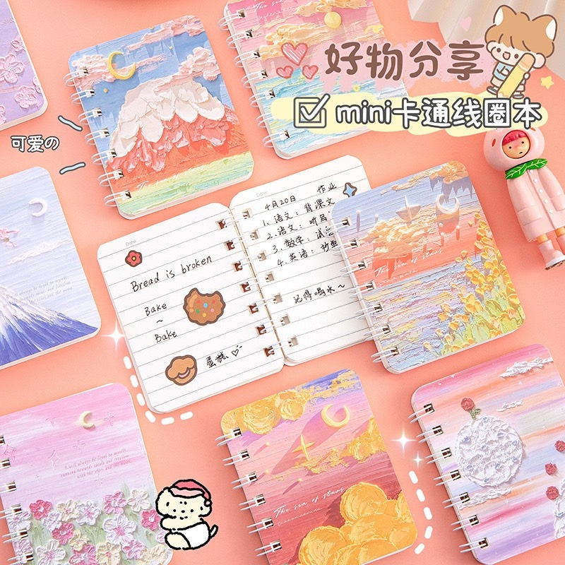 Sổ note mini size A7 (hoạt hình + sổ lò xo)