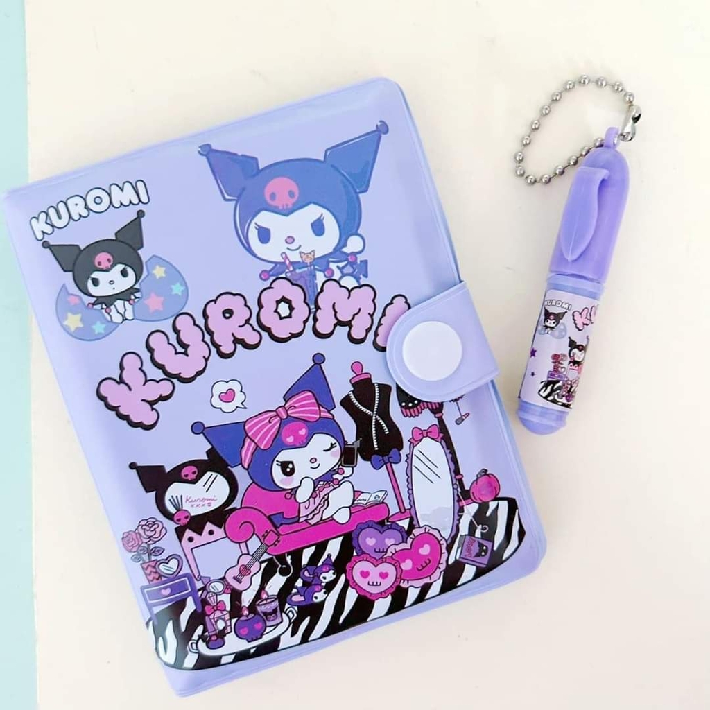 Sổ tay hoạt hình cute nhiều màu kèm bút móc khóa - Cute laptop