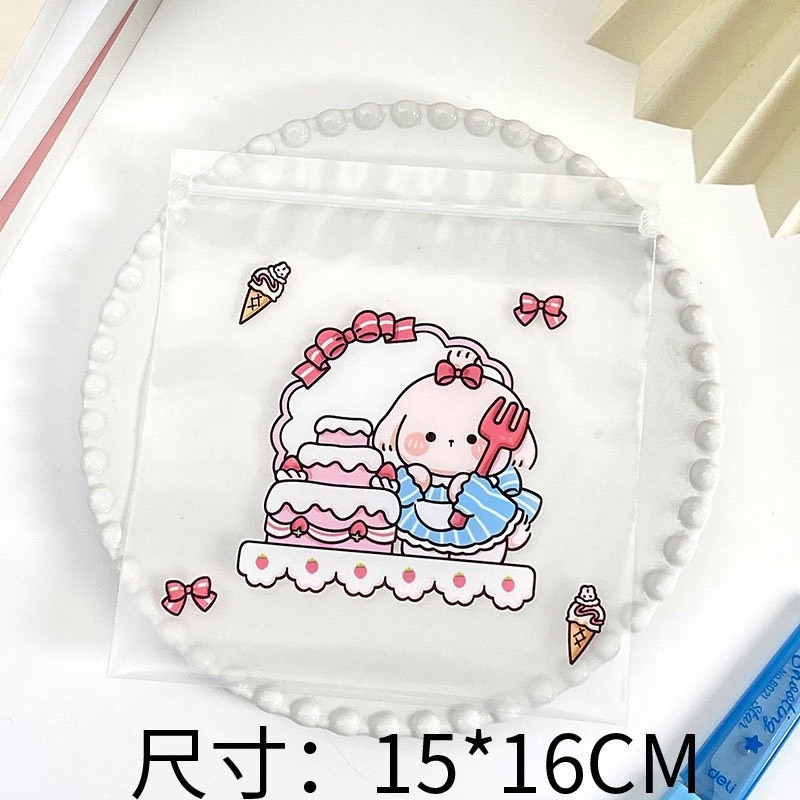 Túi zip dẻo PE bánh kem hoạt hình (15cm x 16cm)