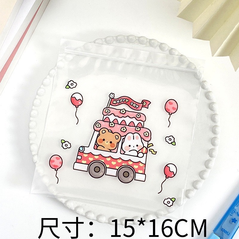 Túi zip dẻo PE bánh kem hoạt hình (15cm x 16cm)