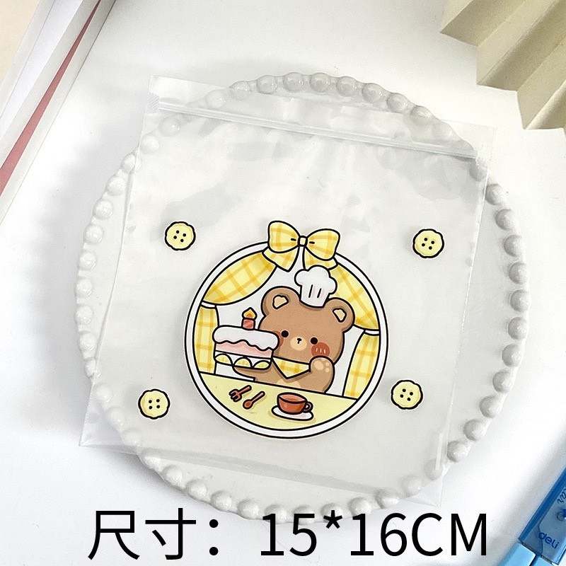 Túi zip dẻo PE bánh kem hoạt hình (15cm x 16cm)
