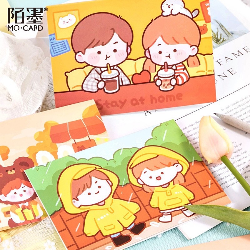Thiệp sinh nhật hoạt hình kèm phong bao + sticker (Set 2 cái thiệp)