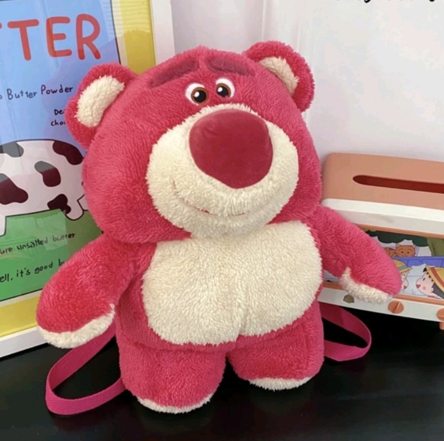 Balo gấu dâu Lotso lông mịn (hình gấu bông to)