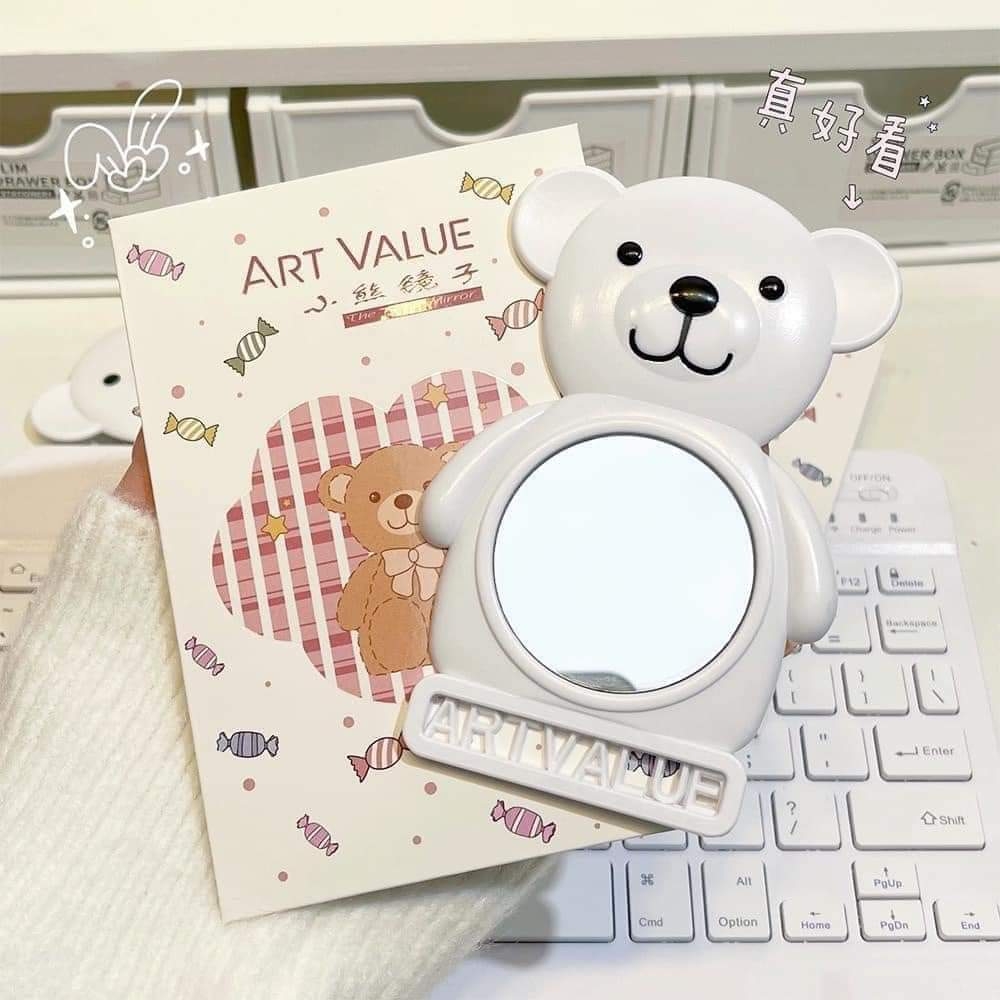 Gương mini Art Value hình gấu Bear màu trắng cute