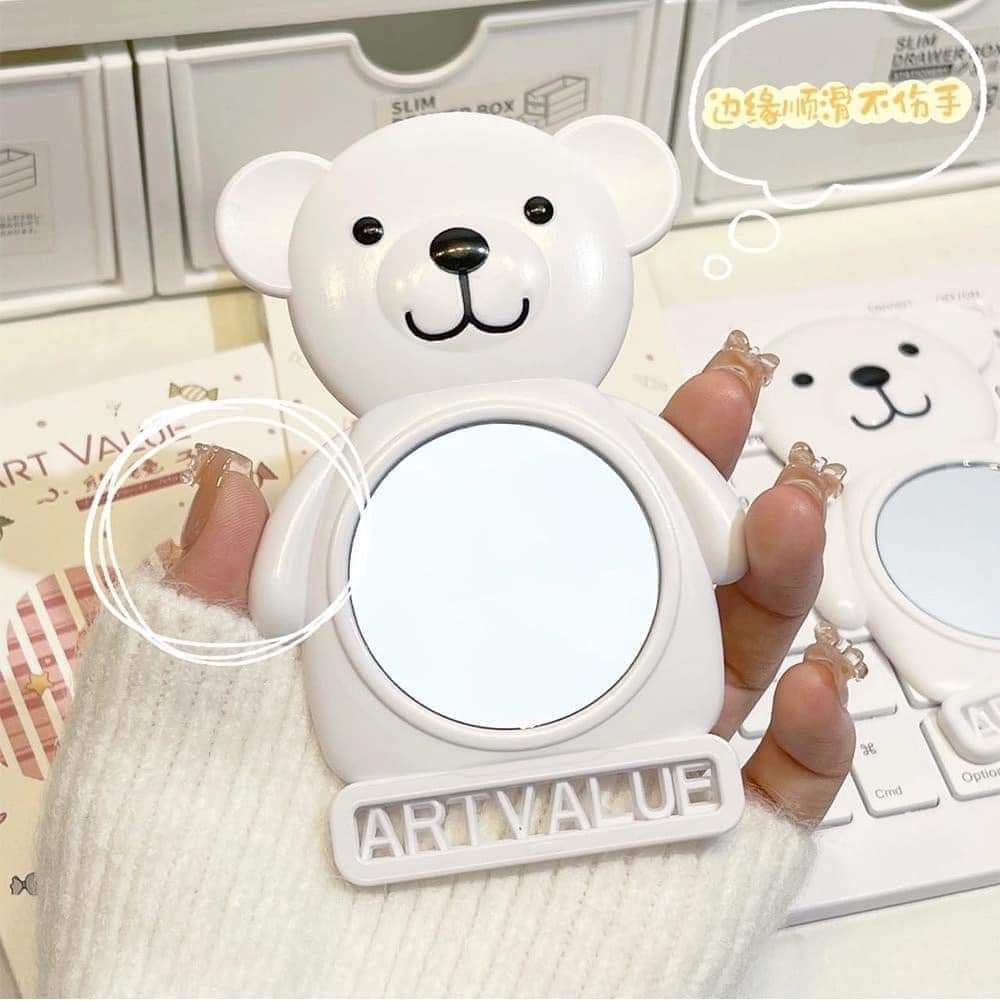 Gương mini Art Value hình gấu Bear màu trắng cute