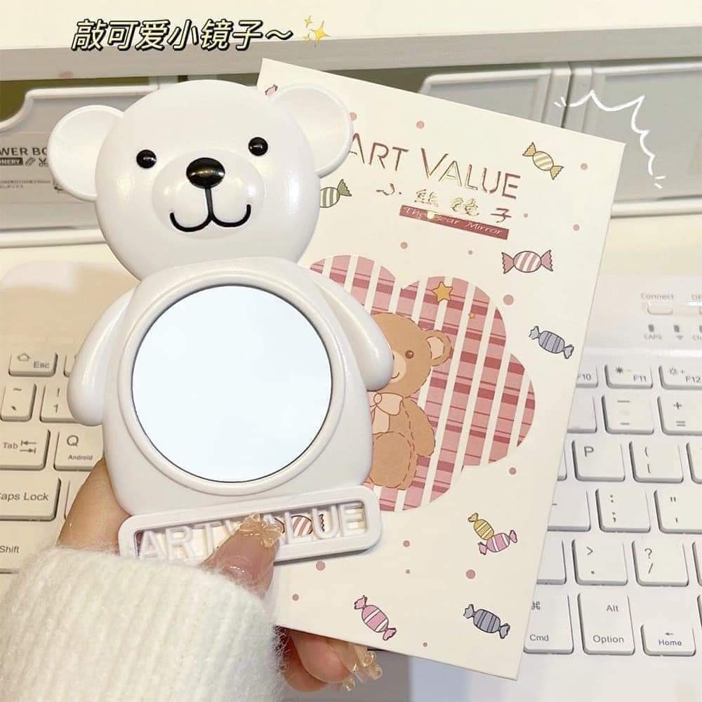 Gương mini Art Value hình gấu Bear màu trắng cute