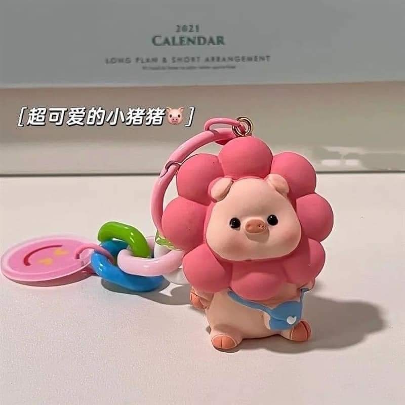 Móc khóa hình heo bông hoa