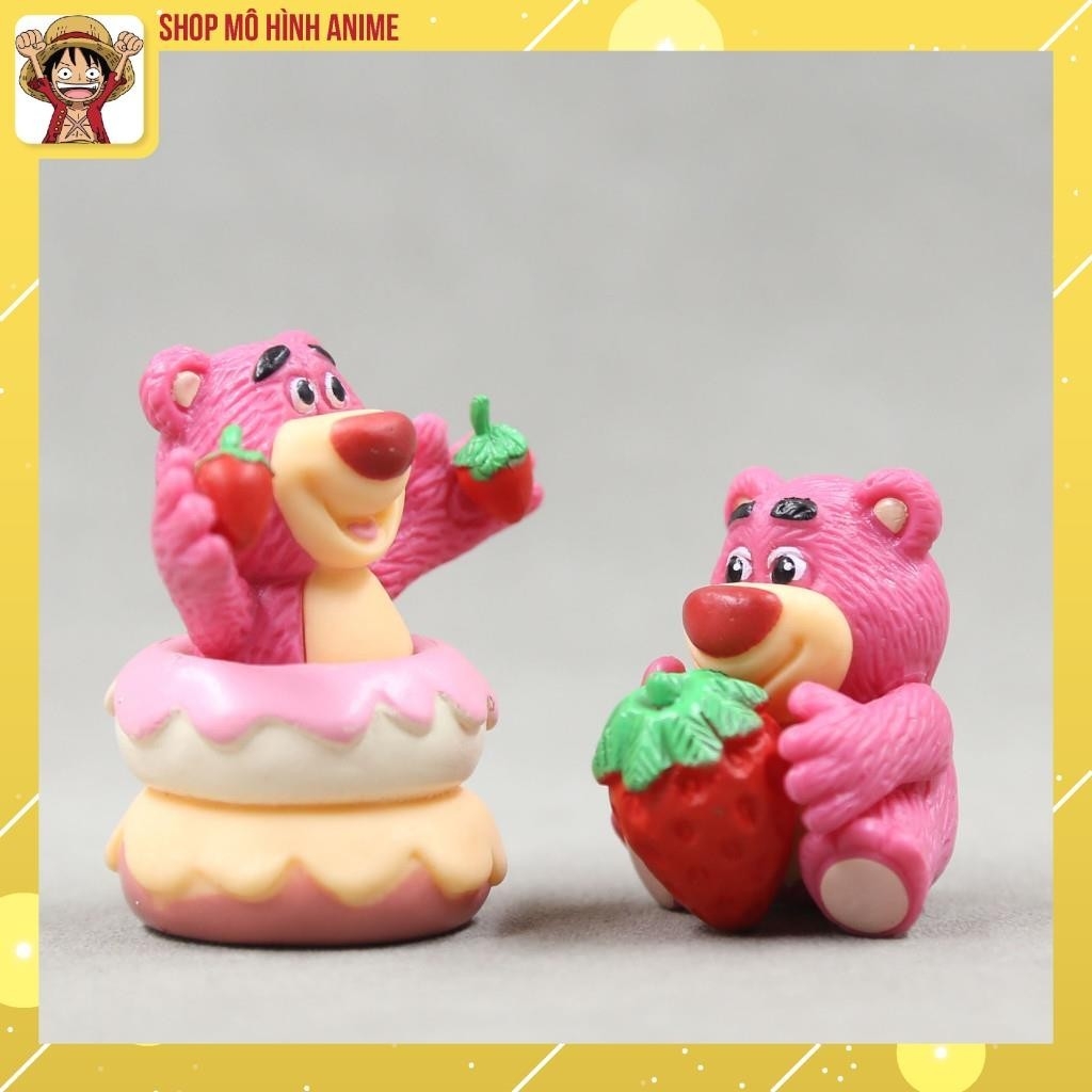 Bộ 4 Mô Hình Gấu Dâu Lotso, Hoạt Hình Disney Cao 5cm, Mô Hình Decor Trang Trí, Bộ Sưu Tập Nhân Vật Yêu Thích