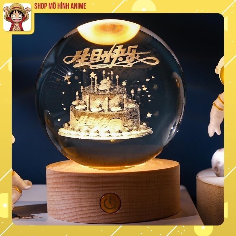 Quả Cầu Pha Lê 3D Phát Sáng Ban Đêm, Đế Gỗ Đèn Tích Điện Có Thể Sạc Lại, Quà Tặng Sinh Nhật, Quà Lưu Niệm