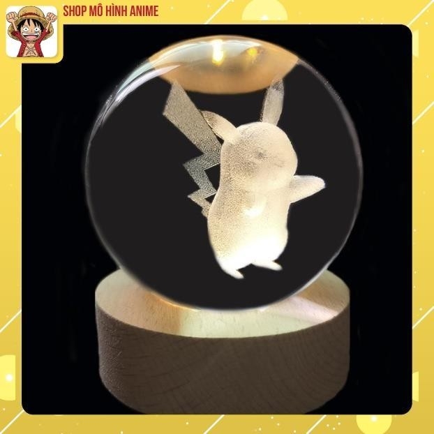 Đèn Ngủ 3D Quà Cầu Pha Lê Phát Sáng, Hình Nhân Vật Pikachu Siêu Ngộ Nghĩnh Đáng Yêu, Quà Tặng Sinh Nhật, Decor Trang Trí