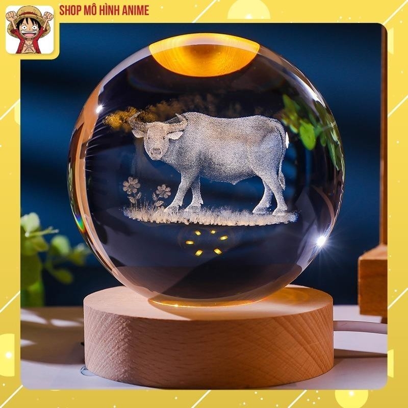 Quả Cầu Pha Lê 3D Phát Sáng, Hình 12 Con Giáp, Đèn Ngủ, Decor Trang Trí Ban Đêm, Quà Tặng Người Yêu, Sinh Nhật